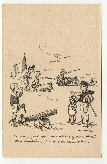 POULBOT - Cpa Illustrateur - Noir et blanc - mon capitaine, plus de munitions
