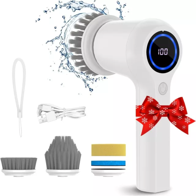 Synoshi | Electric Spin Scrubber, Power Cleaning Brush With 4 Replaceable Clean