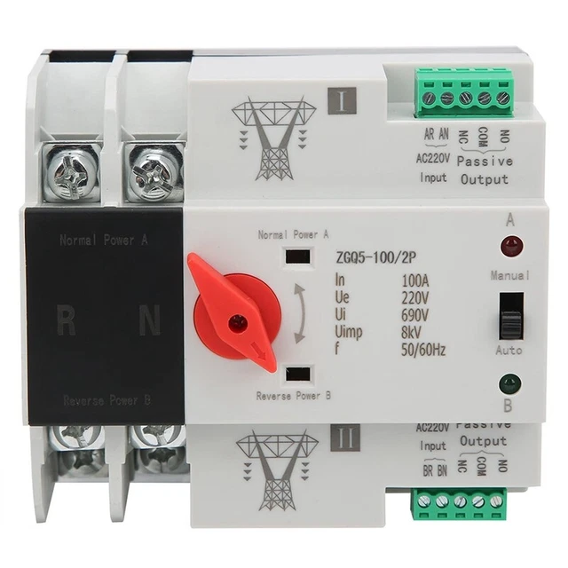 Transmission Switch 220V ZGQ5-100 / 2P Automatic Transfer Switch with 2-We G8S4