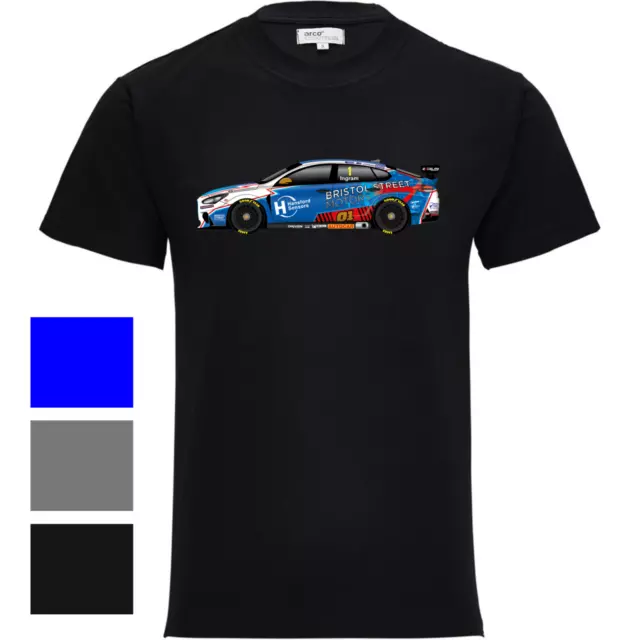 2023 BTCC Touring Car Tom Ingram Excelr8 T-shirt - BLACK / GREY / BLUE - NEW