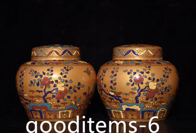 5.9"China Old Antique Porcelain A pair of Ming dynasty Chenghua Multicolor jars