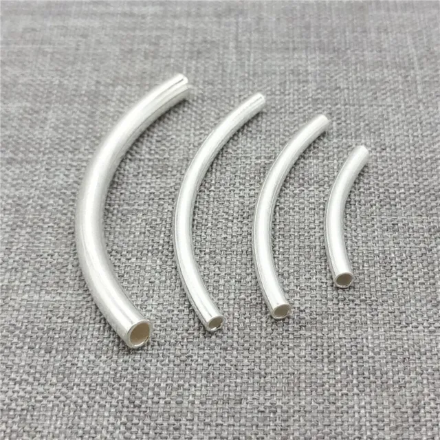 925 Sterling Silber Plain Noodle Curve Tube Spacer Bead für Armband Halskette