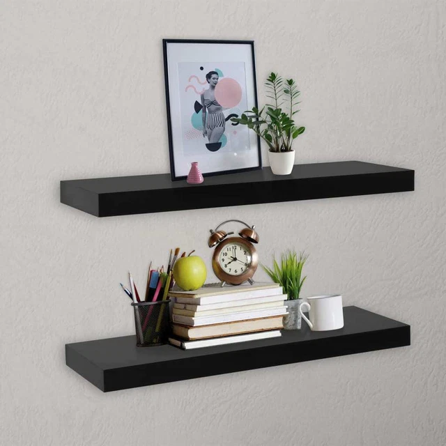 Mensole a Muro Galleggianti 2 pz Nere 60x20x3,8  V7Y1
