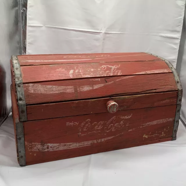 Vintage Coca Cola Wooden Crate Chest Street Sign Decor Lot