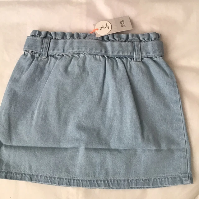 River island mini girls aged 2-3 years paperbag denim skirt outfit BNWT 11