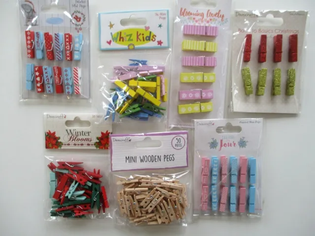 Mini Wooden Pegs for Crafts - choice of designs