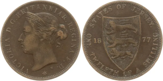 Großbritannien, Jersey, Victoria, 1/12 Shilling 1877 H