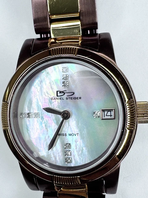 Stunning Daniel Steiger Watch. mother Of Pearl Face. Burgundy