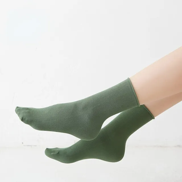 5 Pairs Women's Autumn Solid Color Pure Cotton Odor-proof Casual Medium Socks