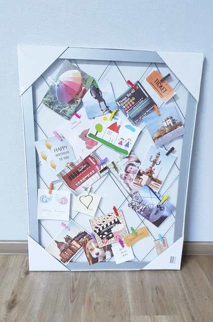 Foto Memo Board, Klemm Fotorahmen, Pinwand – 75x55 cm - NEU