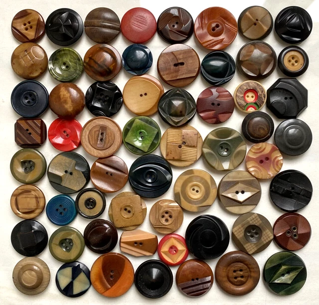 Corozo véritable 22 à 31 mm - Lot de 60 boutons vintage multicolores