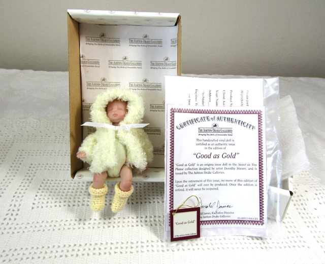 Ashton-Drake Galleries Sweet As You Please Series “Good As Gold” Miniature Baby
