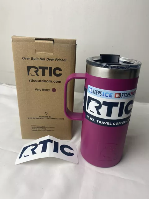RTIC 16 oz. Travel Coffee Cup. Color: Very Berry . Double Wall Vacuum Insulated