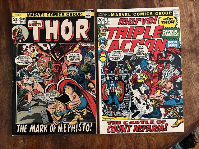 Lot Of 2 Marvel Triple Action #7 Mighty Thor #205 Comics Bronze Age