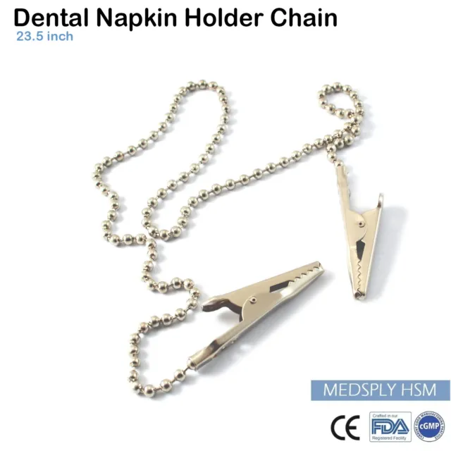 Dental Napkin Chain Holder Stainless Steel Dental Patient Bib Clip Instruments