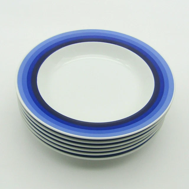 Assiettes Profondes WAS Germany - Lot De 6, Porcelaine, 25 Cm De Diamètre - Couleur Océan Foncé - 10