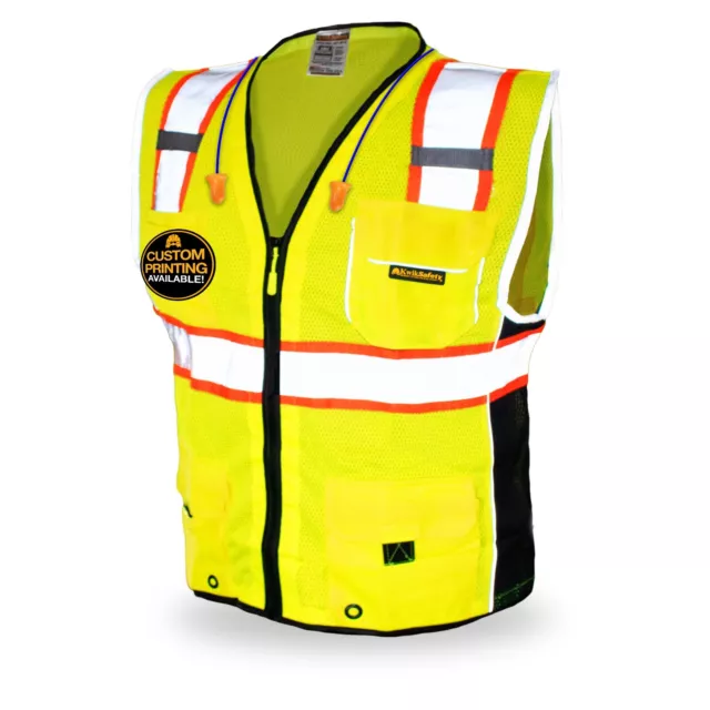 KwikSafety CLASSIC Hi Vis Reflective ANSI PPE Surveyor Class 2 Safety Vest