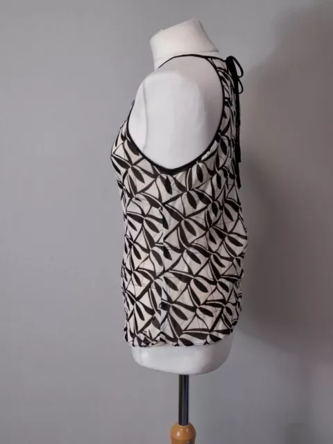 Wallis Black Cream Halter Neck Sleeveless Blouse Womens Size 14 (GR12) 3