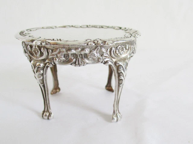 Fabulous Vintage Silver Miniature Table Flower & Scroll Design Full H/M 1974
