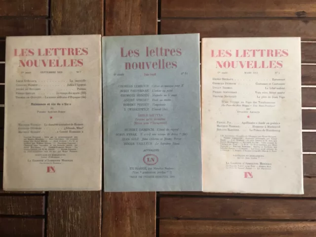 LES LETTRES NOUVELLES - NADEAU Maurice (Directeur) ‎  ‎Lot de 3 Numéros 1953/58