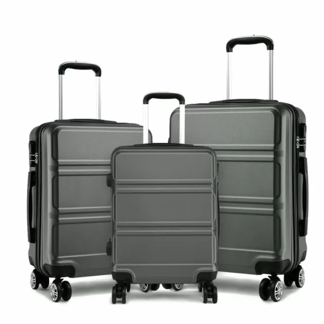 20/24/28Inch Grey ABS Suitcase Set 4 Wheels Cabin Luggage Travel Case Trolley