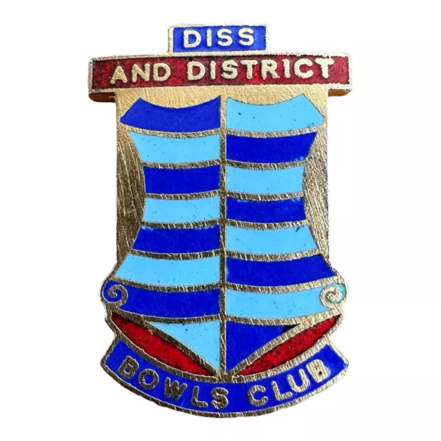 Diss and District Bowls Club Enamel Badge Indoor Outdoor Bowls United Kingdom