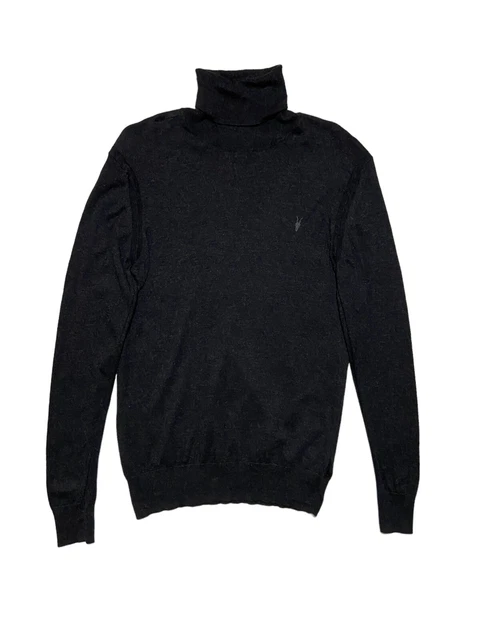 Men`s AllSaints Rue Roll Neck Sweater Pullover Grey Cotton Modal Size M