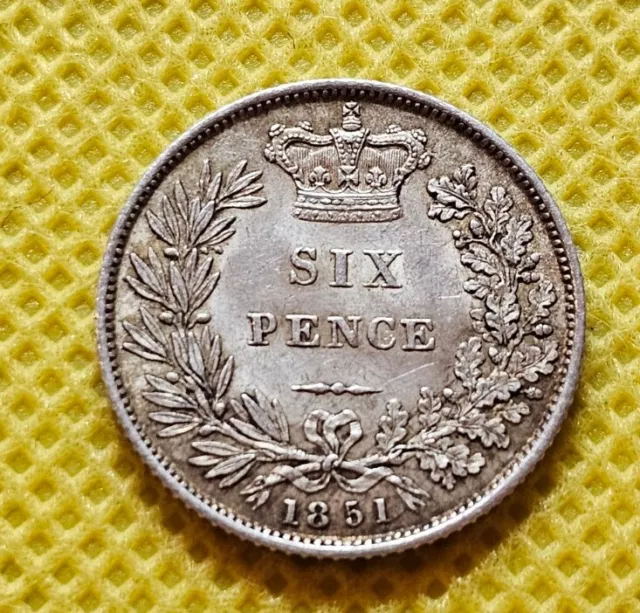 1851 Sixpence - Victoria British Silver Coin