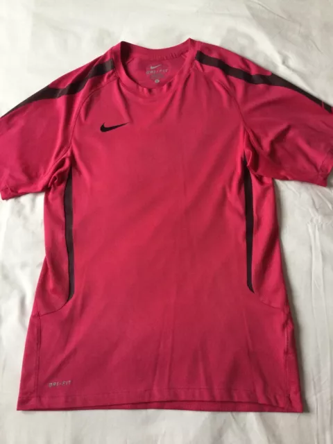 Nike Dri-fit Running Sports Gym Football Top Small Mens T-shirt Hot Pink