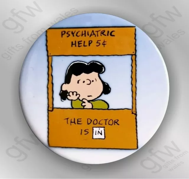 Lucy psychiatric help - Large Button Badge - 58mm diam