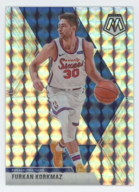 2019-20 Panini Mosaic White and Blue Prizm Furkan Korkmaz Philadelphia 76ers