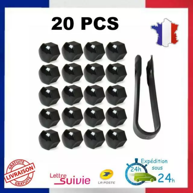 20pcs 17mm Noir Auto Moyeu Vis Cache Boulon Jantes Voiture Ecrou de Roue Bouchon