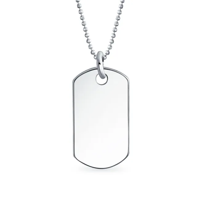 Army Dog Tag Pendant Necklace .925 Sterling Silver Shot Bead Ball Chain