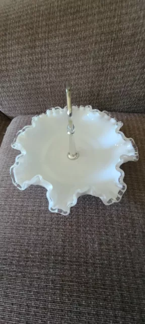 Fenton Silver Crest Bon Bon with metal handle