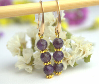 Purple amethyst crystal earrings Genuine lavender amethyst earrings Personalized