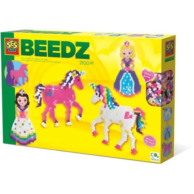 Kit Perles à Repasser Licorne - 1800 Perles, Plaque Licorne, Modèles, Stickers Pailletés, Dès 5 Ans