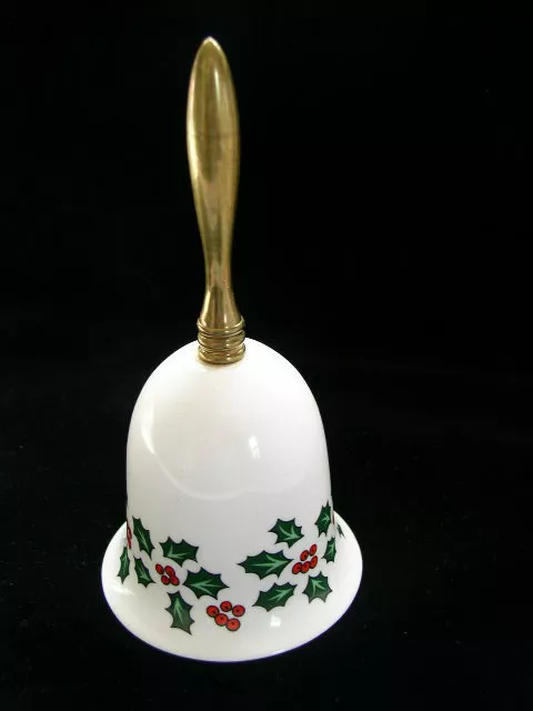 Maurice Duchin Christmas Holly Bell English Fine Bone China Brass Handle