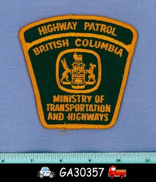 BRITISH COLUMBIA HIGHWAY PATROL TRANSPORTATION & HIGHWAYS CANADA Police Patch