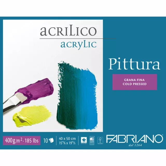 (1qm = 20,83 EUR) Fabriano Pittura Acryl 30x40cm 400g/qm 10 Bg.