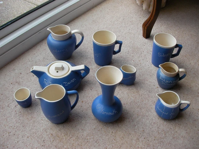 Blau und Weiß Devon Keramiksammlung x 10 - guter Zustand Restposten SCHNÄPPCHEN!