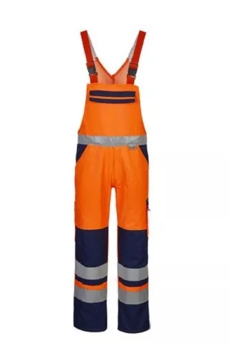 Watex Pantalons de Travail Salopette Gr. 58 Orange/Marine Neuf