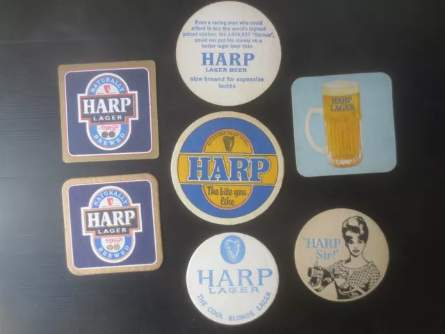 7 different HARP LAGER Overseas Brewery collectable BEER Coasters HA3