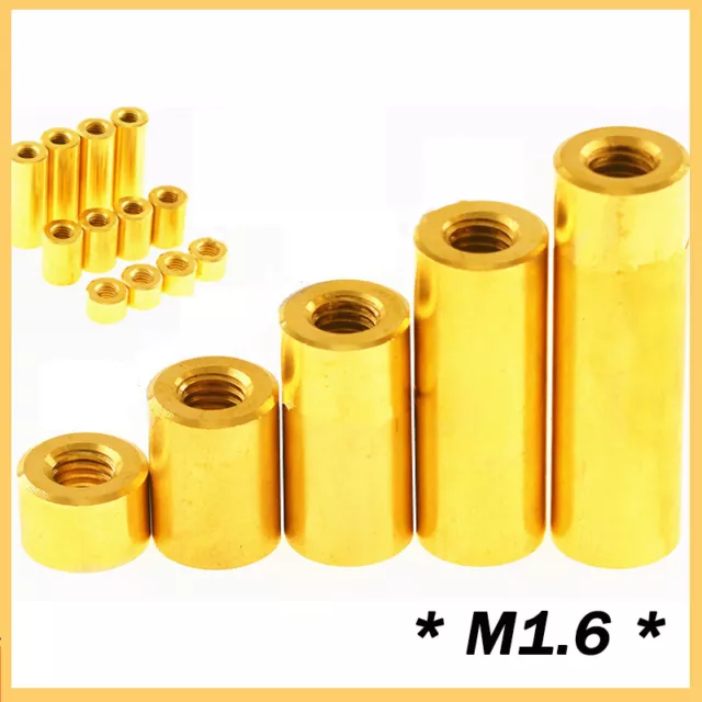 Brass Round Column M1.6 Female Thread Spacer Standoff Screw/Nut Pillar