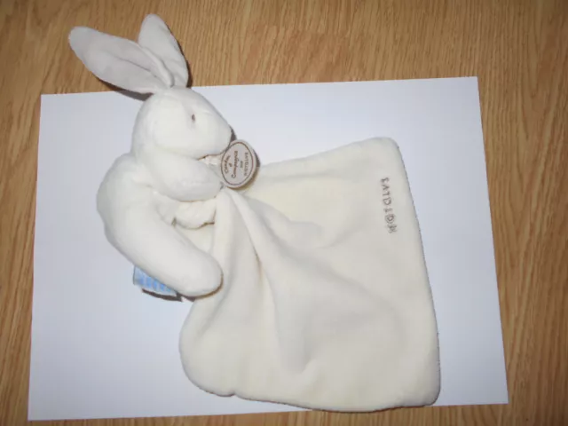 doudou et compagnie NATALYS Lapin avec carré écru oreille marron beige