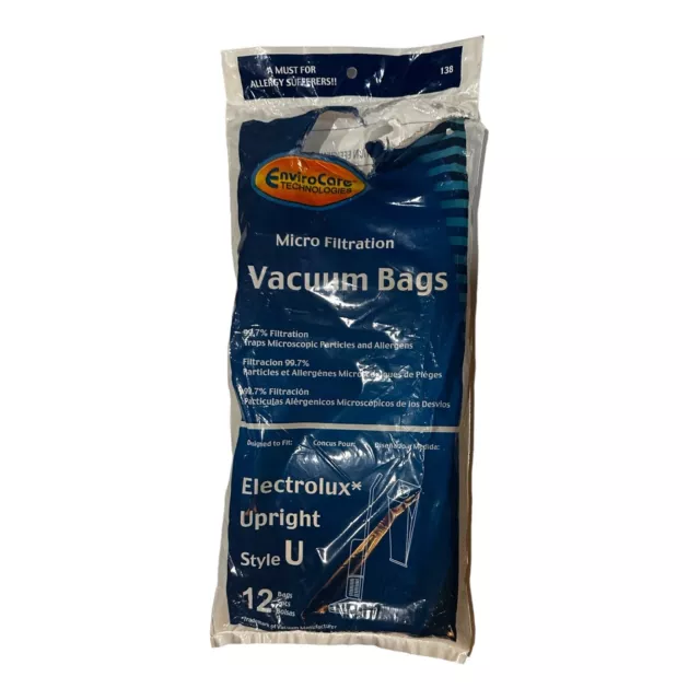 8 Genuine Electrolux Vacuum Bags Style U Upright Filter Bags  Micro Filtration