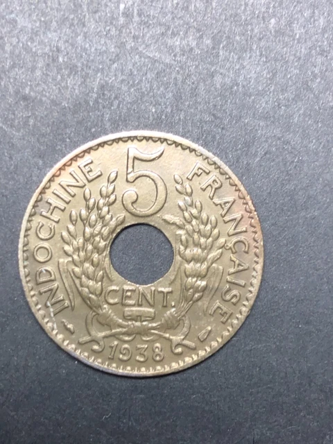 1938 Indo-China 5 Cents - Absolutely Gorgeous Coin A28