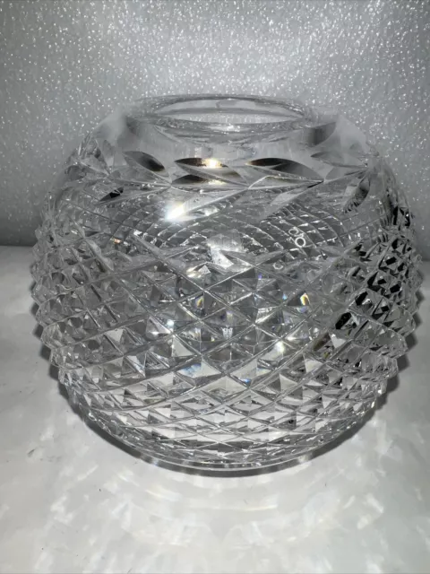 Vintage Waterford Crystal "Glandore" Laurel and Cross Cut Rose Bowl Vase as-is