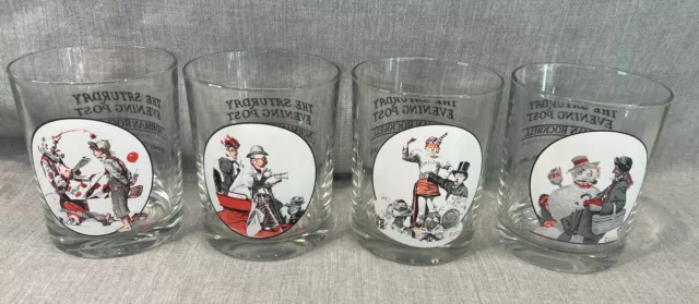 Set of 4 Tumblers Norman Rockwell The Saturday Evening Post 12 ounce tumblers