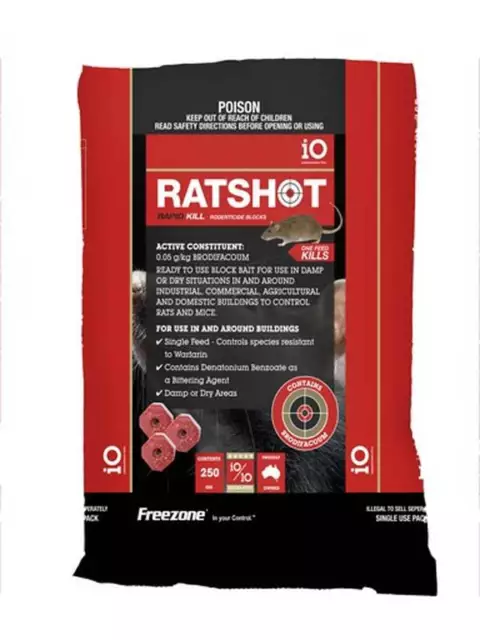 Rat & Mouse Poison iO Ratshot Red Rapid Kill  Mice Bait Blocks 250 gr