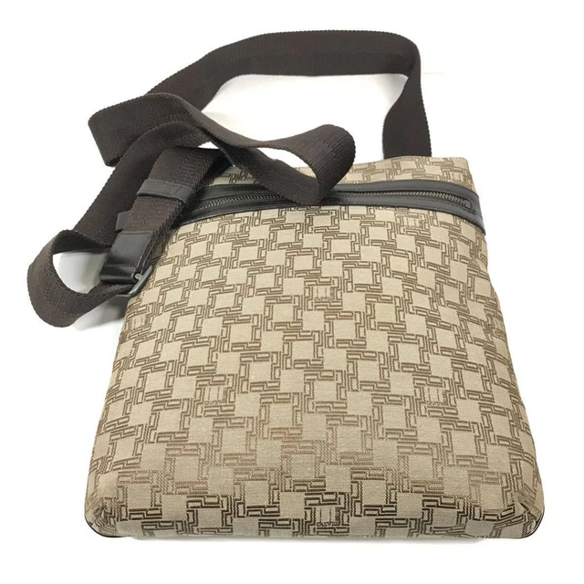 Dunhill Shoulder Bag Pochette Leather x Jacquard Mens Made in France brown beige